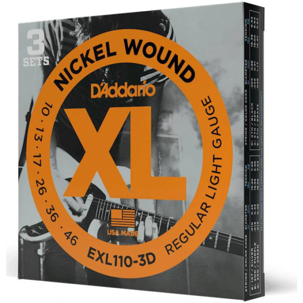 Фото 2 - D'Addario 10-46 XL Nickel Wound EXL110-3D 3 комплекта.