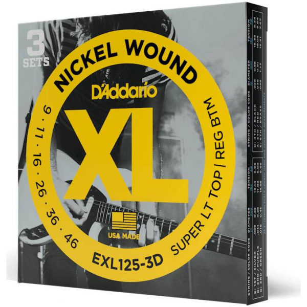 Фото 2 - D'Addario 9-46 XL Nickel Wound EXL125-3D 3 комплекта.