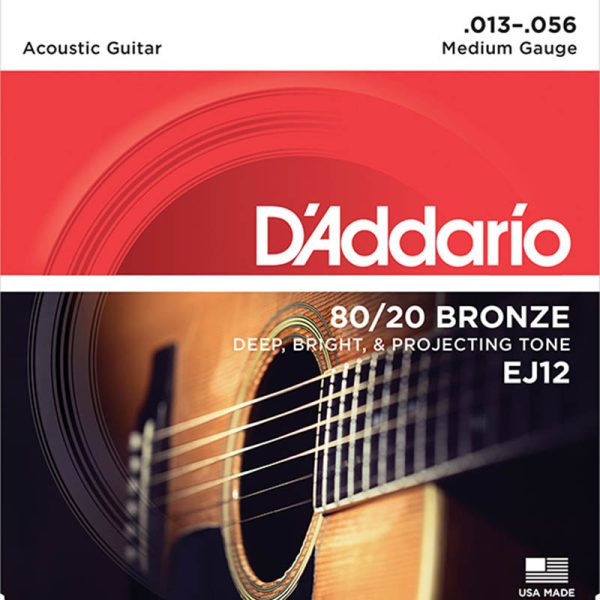 Фото 1 - D'Addario EJ12 13-56 Acoustic Guitar Bronze 80/20 Medium.