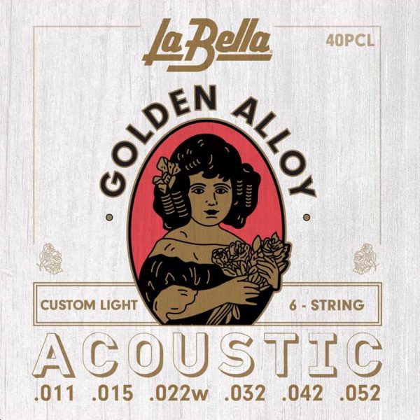 Фото 1 - La Bella 40PCL Golden Alloy Acoustic Custom Light 11-52.
