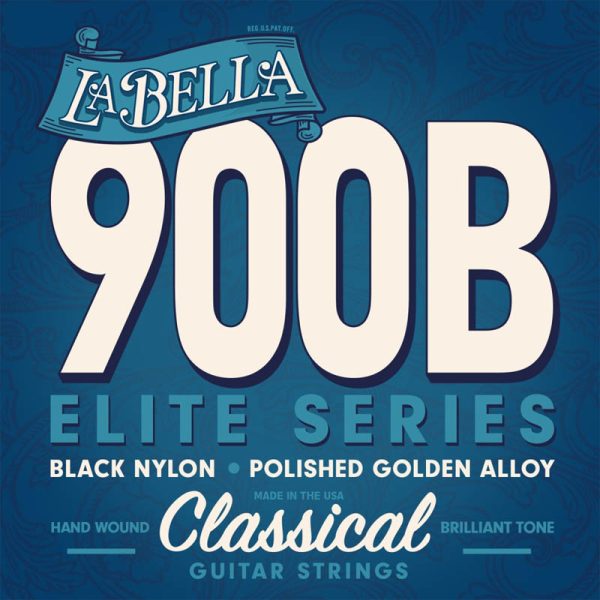 Фото 1 - La Bella 900B Elite Series Black Nylon Polished Golden Alloy 27-39.