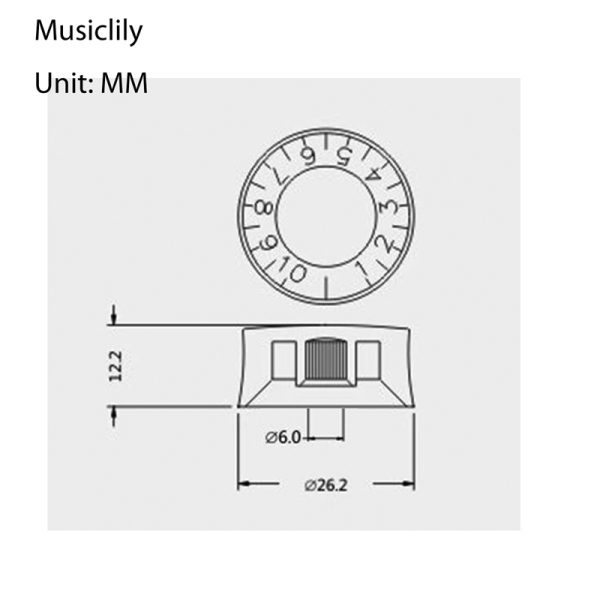 Фото 3 - Musiclily M145-4 Ручка потенциометра LP Style, метрическая, золото, 4шт.